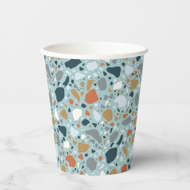 Terrazzo in Blau Pappbecher (Vorderseite)