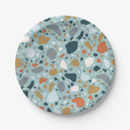 Terrazzo in Blau Pappteller