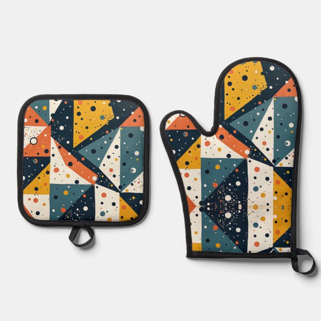 Terrazzo Inspiriert Oven Mitt und Pot Holder Ofenhandschuh & Topflappen-Set (Vorderseite)