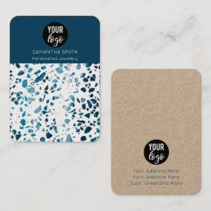 Terrazzo Mosaic Blue Earring Display Card Visitenkarte