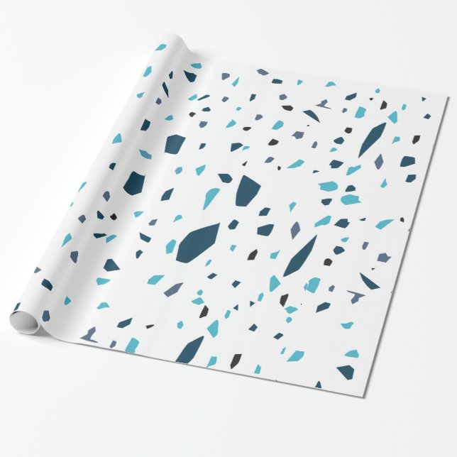 Terrazzo-Mosaik-Blau Geschenkpapier (Ungerollt)