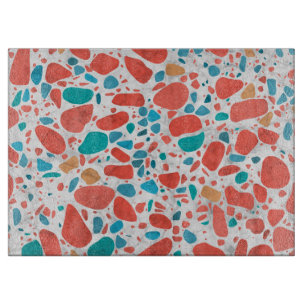Terrazzo - Mosaik - lebende korallenrote Palette Schneidebrett