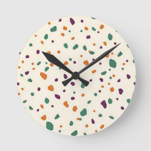 Terrazzo Multicolor Organisches Kieselstein-Sprenk Runde Wanduhr