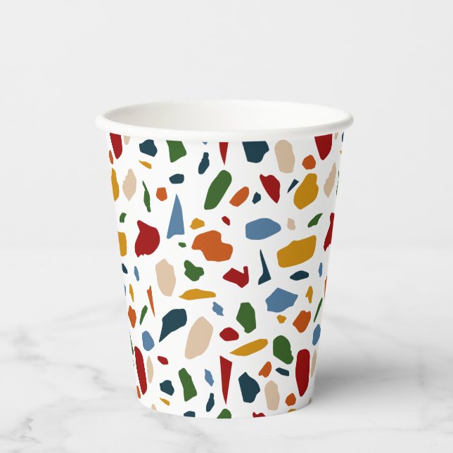Terrazzo Muster farbenfroh Pappbecher (Vorderseite)
