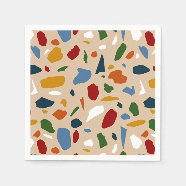 Terrazzo Muster farbenfroh Serviette (Vorderseite)