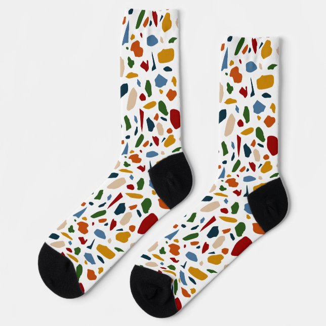 Terrazzo Muster farbenfroh Socken (Linkes Detail)