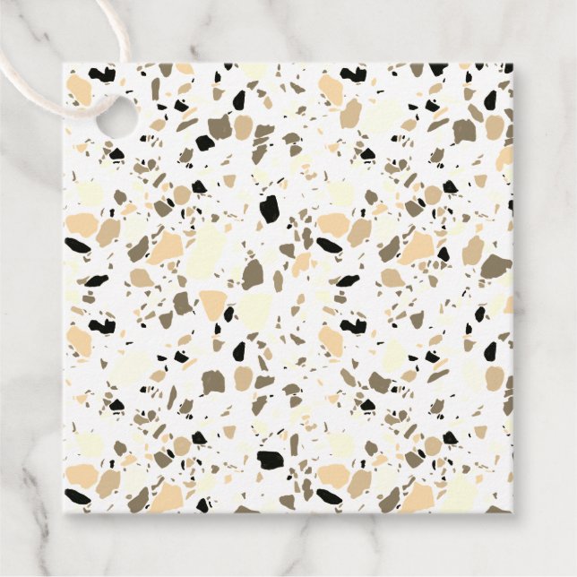 Terrazzo Muster Handgezeichnet Minimal Sepia Geschenkanhänger (Vorderseite)