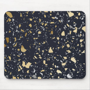 Terrazzo-Muster Navy & Gold Abstract Mousepad