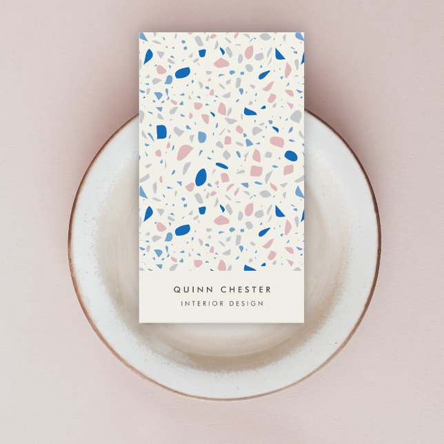 Terrazzo Muster neutrales natürliches Elegant Visitenkarte (Von Creator hochgeladen)