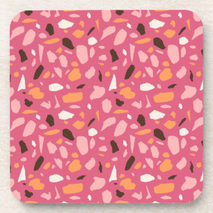 Terrazzo Muster Pink Getränkeuntersetzer