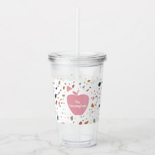 Terrazzo Muster rosa Apfellehrer Acryltrinkbecher