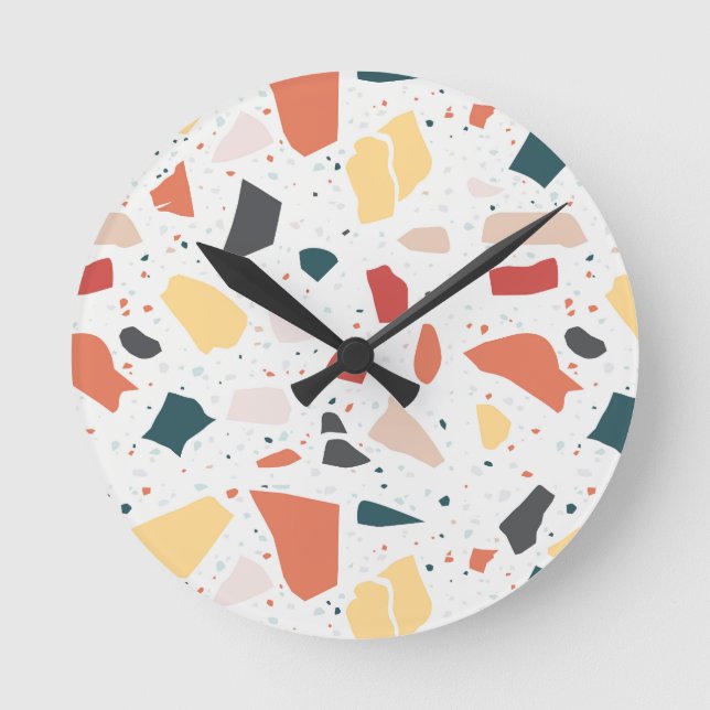Terrazzo Muster Runde Wanduhr (Vorderseite)