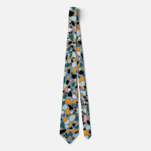 Terrazzo Neck Tie in orangefarbenem Lachs immergrü Krawatte