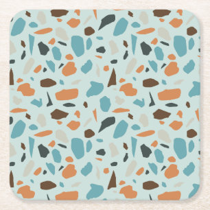Terrazzo Pattern Blue Rechteckiger Pappuntersetzer