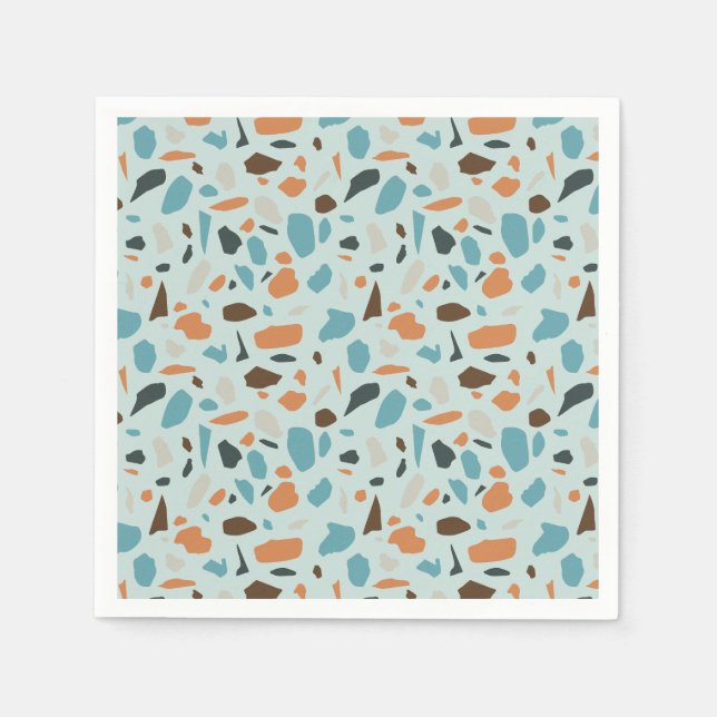 Terrazzo Pattern Blue Serviette (Vorderseite)