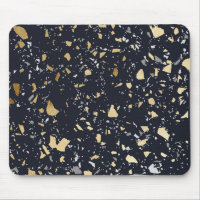 Terrazzo Pattern Navy & Gold Abstrakt