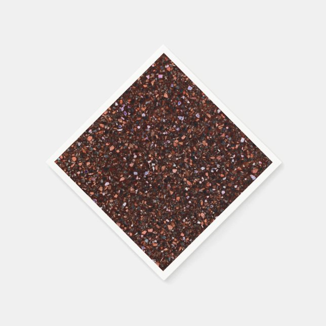 Terrazzo Retro Brown Black Tan Brown Serviette (Ecke)