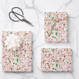Terrazzo Retro rosa Vintages Muster Geschenkpapier Set