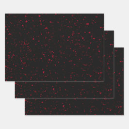 Terrazzo Retro Rotes Schwarzes Vintages Muster Geschenkpapier Set