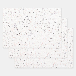 Terrazzo Retro Weiß Schwarzes Rosa Vintages Muster Geschenkpapier Set