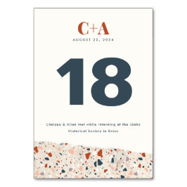 Terrazzo Slab Wedding Double Side Tischnummer