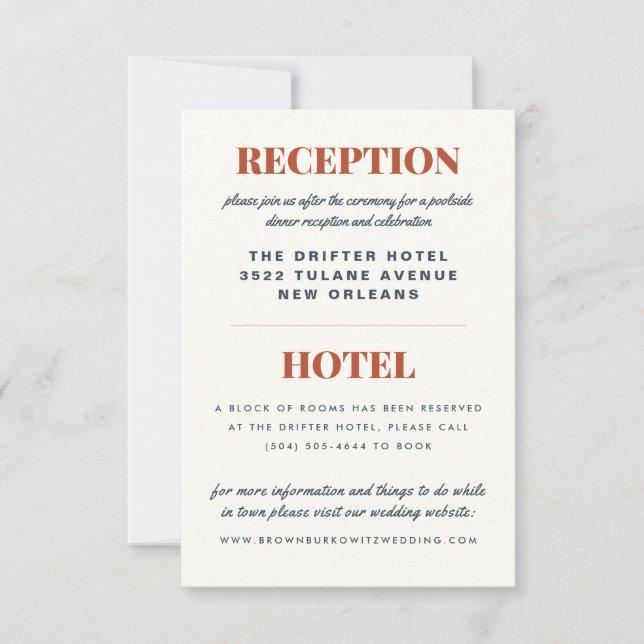 Terrazzo Slab Wedding Reception und Hotel Card RSVP Karte (Vorderseite)