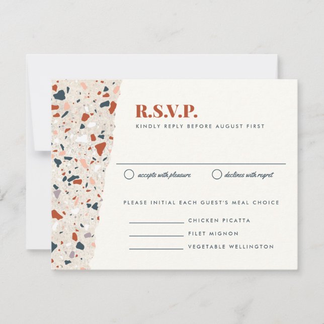 Terrazzo Slab Wedding RSVP Card (Vorderseite)