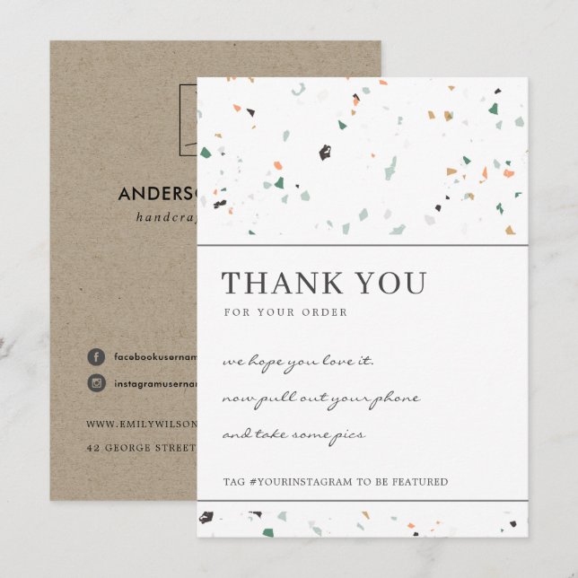 TERRAZZO-SPEZIELTES STONE CORPORATE Business LOGO Dankeskarte (Vorne/Hinten)