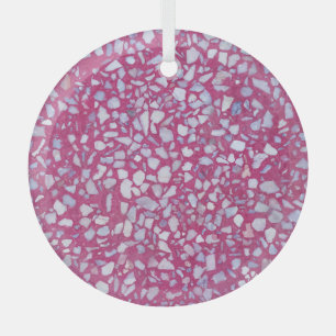 Terrazzo Texture: Rosa weiße Eleganz. Ornament Aus Glas