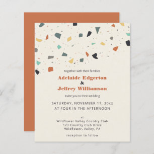Terrazzo Tile Confetti Budget Hochzeit Einladungen