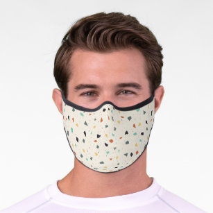 Terrazzo Tile Confetti Modern Style Earth Tones Premium Mund-Nasen-Maske