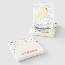 Terrazzo Tile Confetti Modern Style Earth Tones Steinuntersetzer