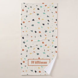Terrazzo Tile Confetti Moderner Stil Personalisier Badehandtuch
