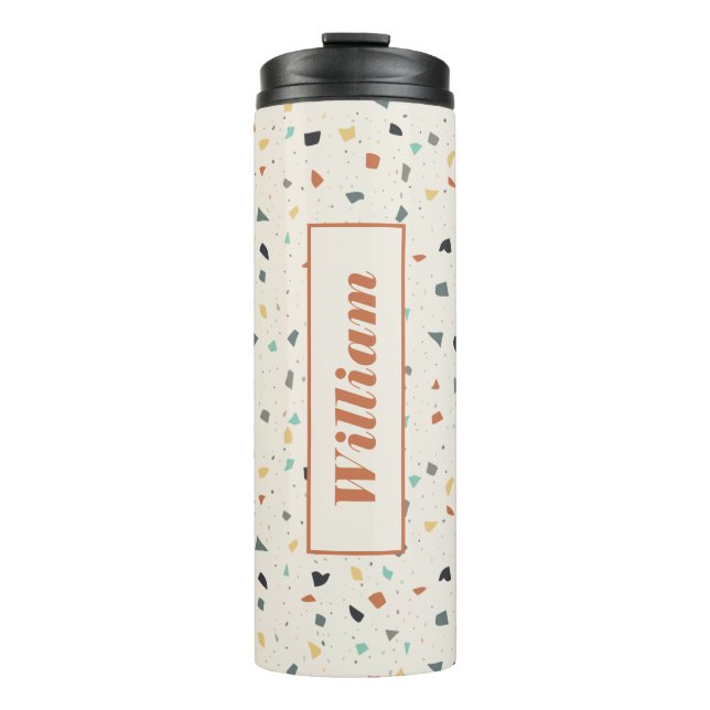 Terrazzo Tile Confetti Moderner Stil Personalisier Thermosbecher (Vorderseite)
