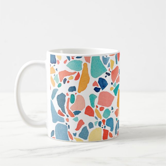 Terrazzo Wasserfarbe: farbenfrohe, nahtlose Muster Kaffeetasse (Links)