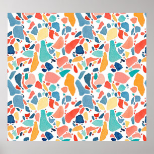 Terrazzo Wasserfarbe: farbenfrohe, nahtlose Muster Poster