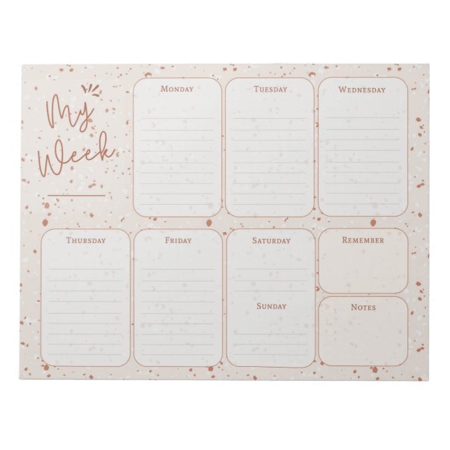 Terrazzo Weekly Planner Notizblock (Vorderseite)