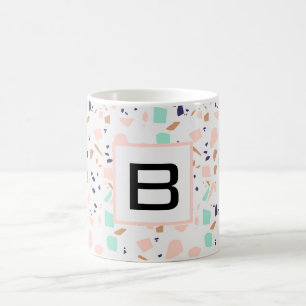 Terrazzo, weißes Pfefferminzmonogramm Kaffeetasse