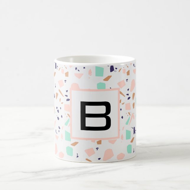 Terrazzo, weißes Pfefferminzmonogramm Kaffeetasse (Mittel)