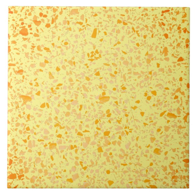 Terrazzo Yellow Orange Minimal Moderner Steinlook Fliese (Vorderseite)