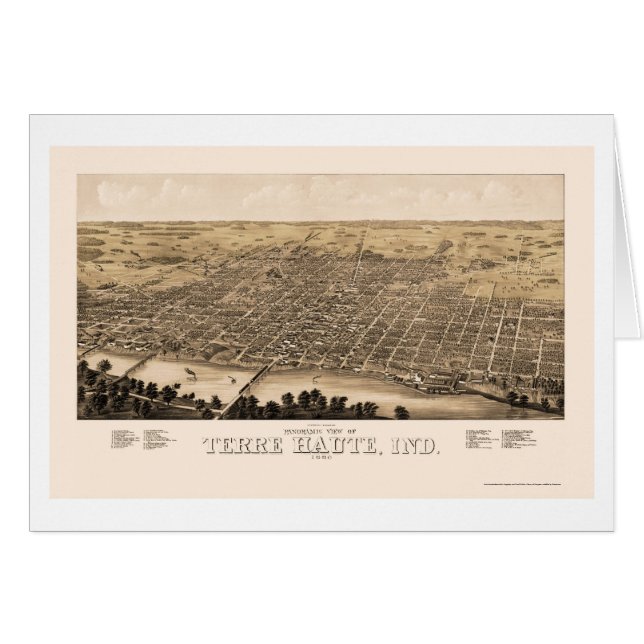 Terre Haute, IN panoramischer Karte - 1880 (Vorderseite (Horizontal))