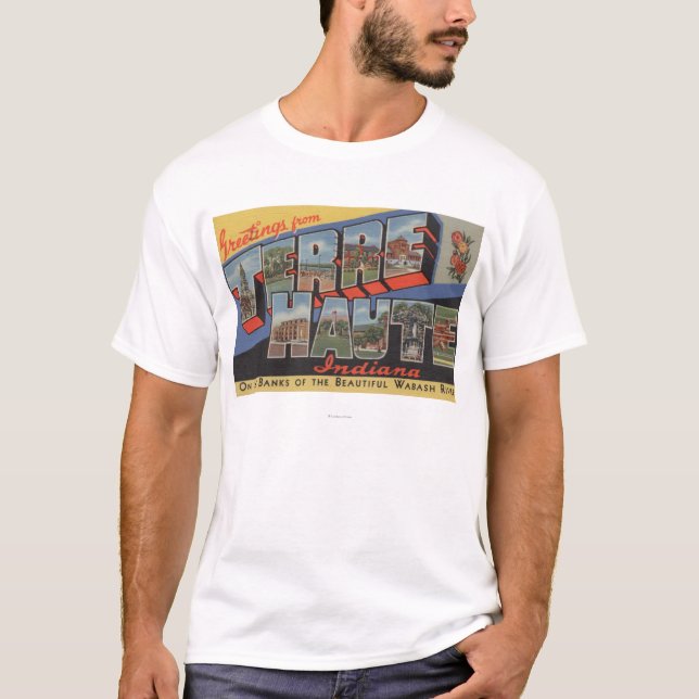 Terre Haute, Indiana - große Buchstabe-Szenen T-Shirt (Vorderseite)
