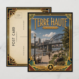 Terre Haute Indiana Vintage Art Deco Golden Age Postkarte