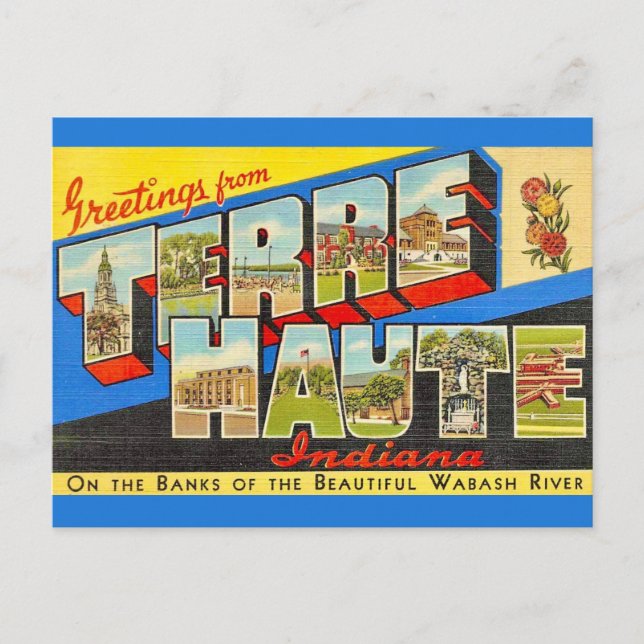 Terre Haute Indiana Vintage-Postkarte Postkarte (Vorderseite)