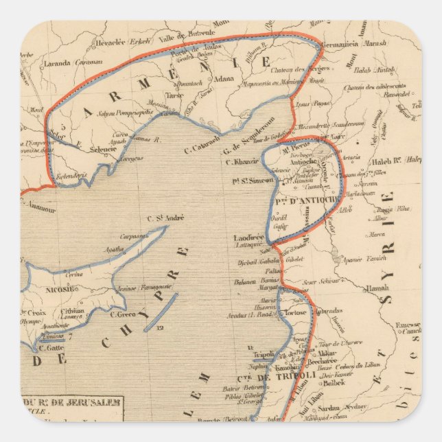 Terre Sainte depuis la deuxieme croisade Quadratischer Aufkleber (Vorderseite)