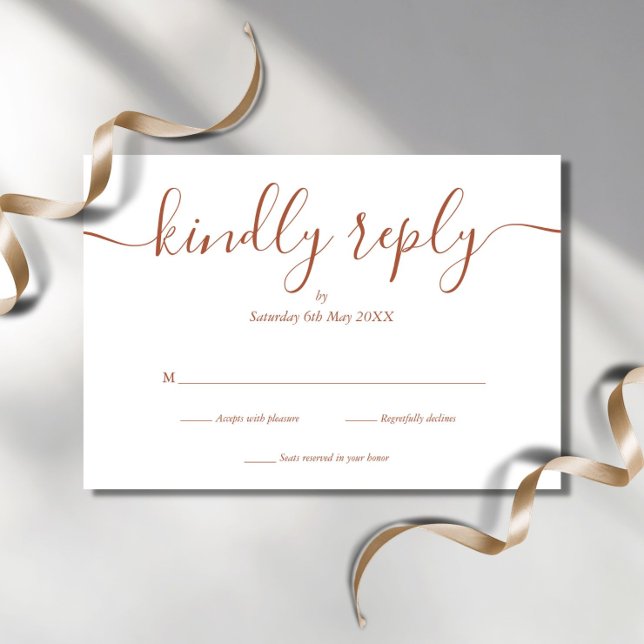 Terrecotta Simple Elegante Script RSVP Karte (Von Creator hochgeladen)