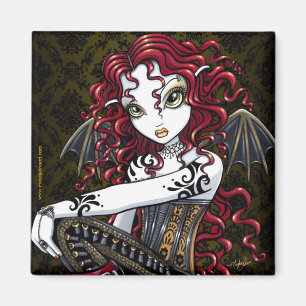 "Terri" Gotische Rote Rose Tattoo Fairy Art Magnet