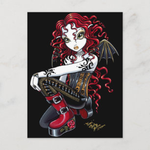 Terri Red Tattooed Fee Postcard Postkarte