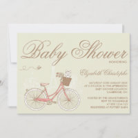 Terrier auf einem rosa Fahrrad Baby Shower Einladu