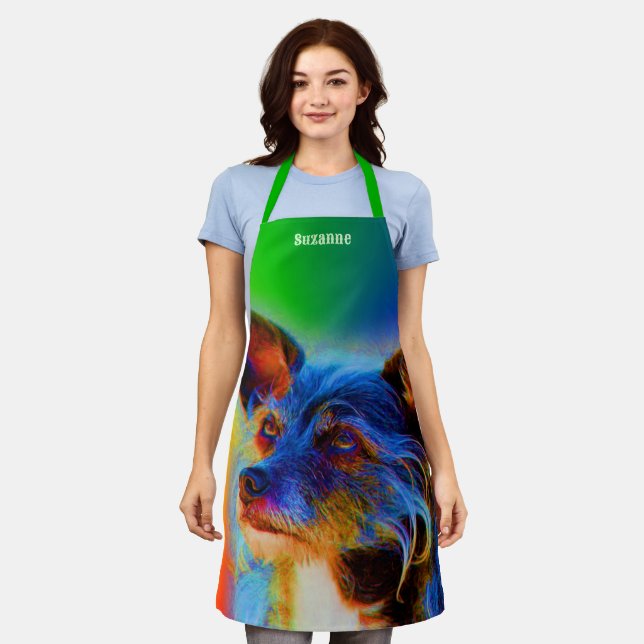 Terrier Dog Face Abstrakt Personalisiert Schürze (Getragen)